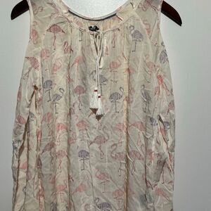 Max Jeans Multicolor Tassel Tie Neck Cold Shoulder Long Sleeve Blouse Small NWT